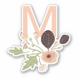 Monogram afspeelbare peach Vector Floral Motif Sticker
