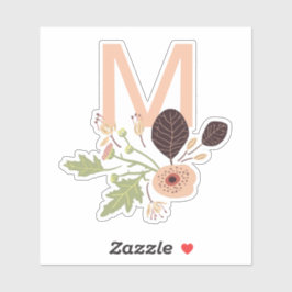 Monogram afspeelbare peach Vector Floral Motif Sticker