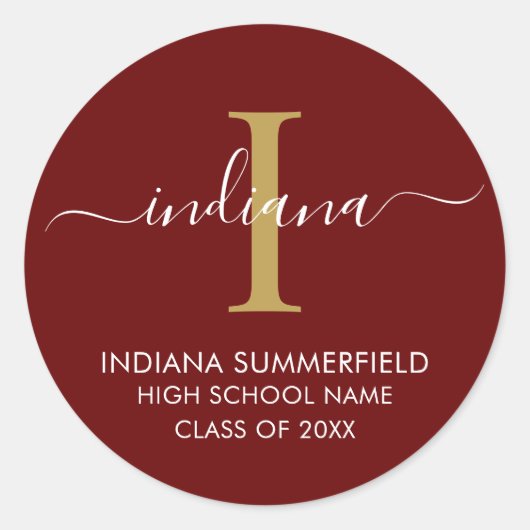 Monogram Afstuderen 2025 Modern Afstudeerder Party Ronde Sticker (Voorkant)