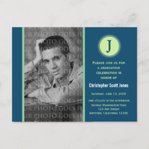 Monogram Afstuderen Aankondiging Briefkaart