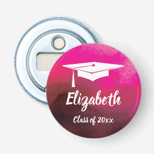 Monogram Afstuderen Afstudeerder Elegant Waterverf Button Flesopener