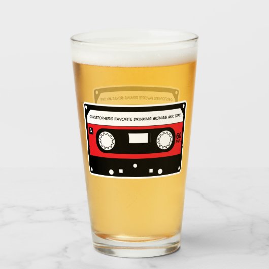 Monogram Afstuderen Afstuderen Retro Song Mix Tape Glas (Achterkant gevuld)