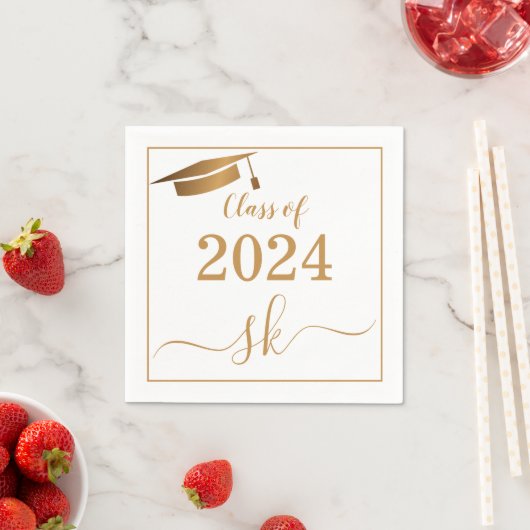 Monogram Afstuderen Cap Gold Script Class van 2024 Servet (Insitu)
