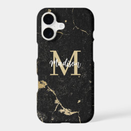 Monogram Afstuderen Gift Modern Gold Black Marble