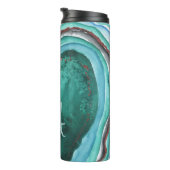 Monogram agaat geode blauw groen koper thermosbeker (Geroteerd rechts)