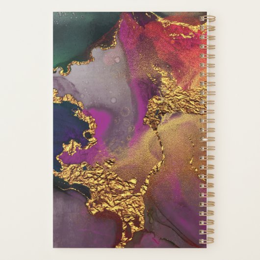 Monogram agaat waterverf goud paarse blauw groen planner (Achterkant)