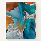 Monogram agaat waterverf zilverturkoois sinaasappe notitieboek (Achterkant)