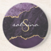 Monogram Agate Geode Paars Gold Sandstone Onderzet Zandsteen Onderzetter (Voorkant)