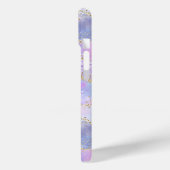 Monogram Agate Glitter Trendy Blauw Roze Paars Case-Mate iPhone Case (Achterkant / Links)
