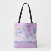 Monogram Agate Glitter Trendy Blauw Roze Paars Tote Bag (Voorkant)