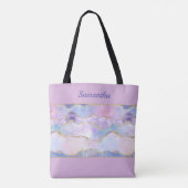 Monogram Agate Glitter Trendy Blauw Roze Paars Tote Bag (Achterkant)