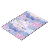 Monogram Agate Glitter Trendy Blue Pink Paars Notitieboek (Linkerzijde)
