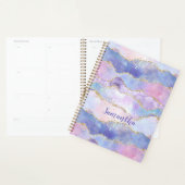 Monogram Agate Glitter Trendy Blue Pink Paars Planner (Display)