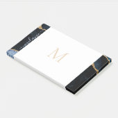 Monogram Agate Navy Blue Glitter Gemstone Post-it® Notes (Schuin)