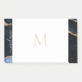 Monogram Agate Navy Blue Glitter Gemstone Post-it® Notes (Voorkant)