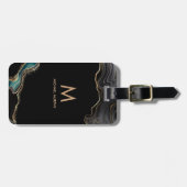 Monogram Agent Agaat Zwart Goud Glitter Bagagelabel (Voorkant horizontaal)