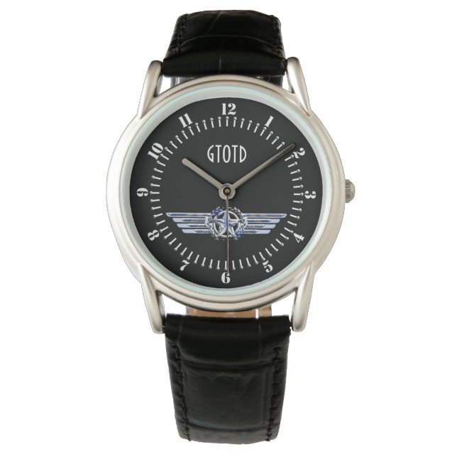 Monogram Air Pilot Chrome als Star Wings Black Horloge (Voorkant)