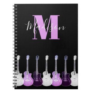 Monogram Akoestische gitaar illustratie roze Notitieboek