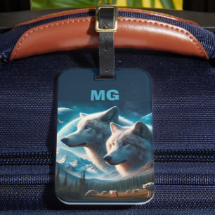 Monogram Alaska-wolven Bagagelabel
