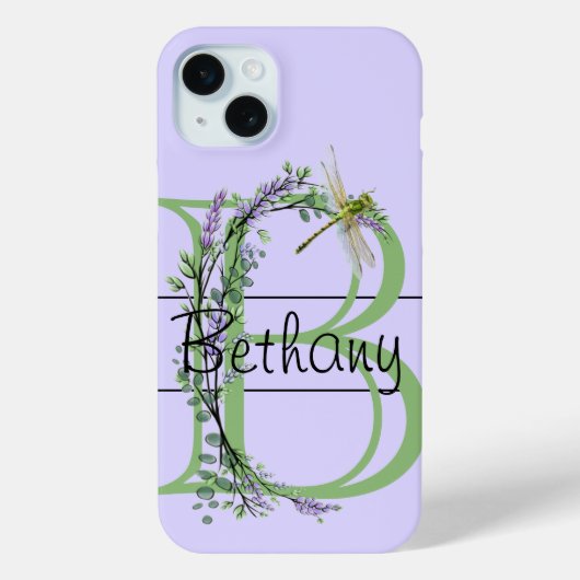 Monogram alfabet B Lavendel Eucalyptus Dragonfly Case-Mate iPhone Case (Achterkant)