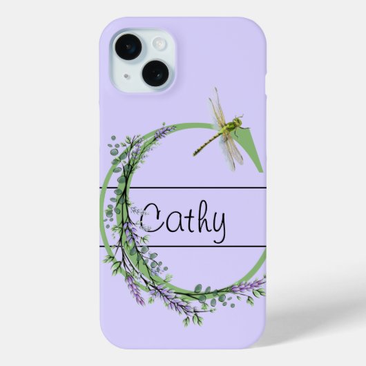 Monogram alfabet C Lavendel Eucalyptus Dragonfly Case-Mate iPhone Case (Achterkant)