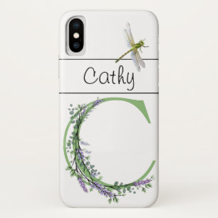 Monogram alfabet C Lavendel Eucalyptus Dragonfly Case-Mate iPhone Case