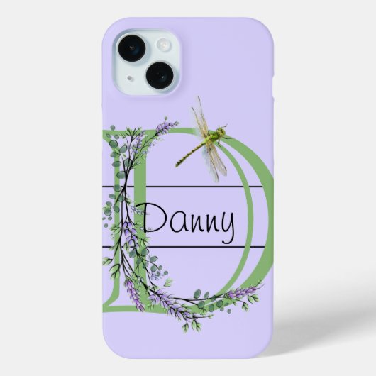 Monogram alfabet D Lavendel Eucalyptus Dragonfly Case-Mate iPhone Case (Achterkant)