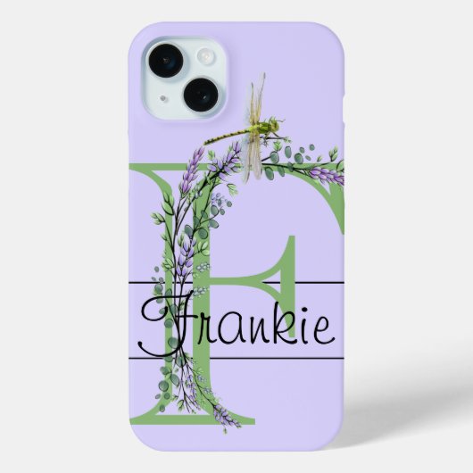 Monogram alfabet F Lavendel Eucalyptus Dragonfly Case-Mate iPhone Case (Achterkant)