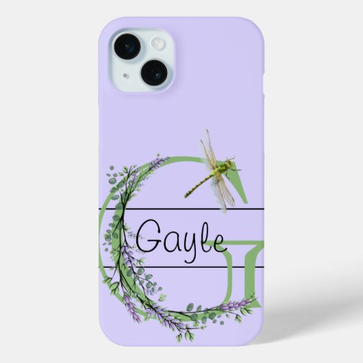 Monogram alfabet G Lavendel Eucalyptus Dragonfly Case-Mate iPhone Case (Achterkant)