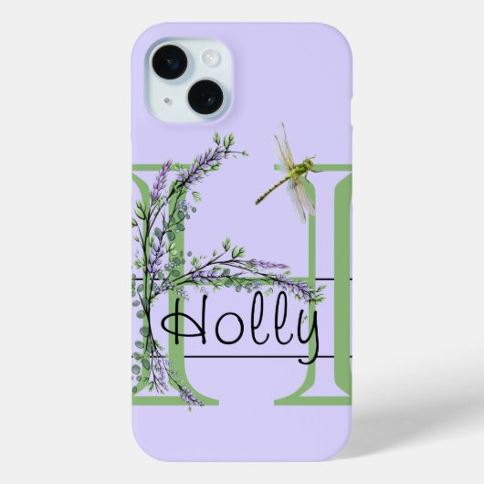 Monogram alfabet H Lavendel Eucalyptus Dragonfly Case-Mate iPhone Case (Achterkant)
