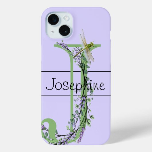 Monogram alfabet J Lavendel Eucalyptus Dragonfly Case-Mate iPhone Case (Achterkant)