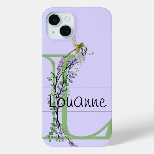 Monogram alfabet L Lavendel Eucalyptus Dragonfly Case-Mate iPhone Case (Achterkant)