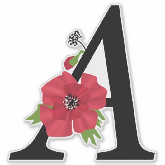 monogram, alfabet, letter A, flormonogram, griep Sticker (Voorkant)