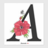 monogram, alfabet, letter A, flormonogram, griep Sticker (Vel)