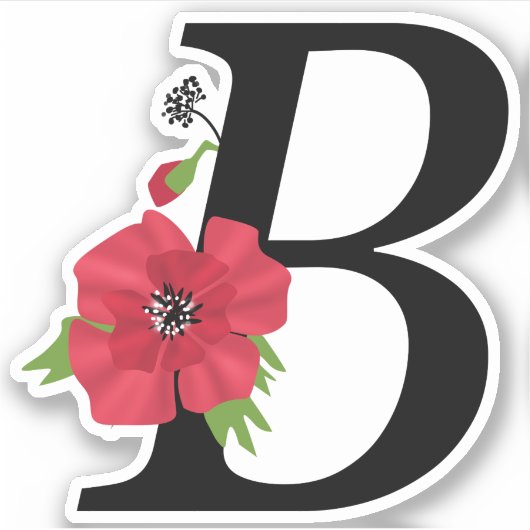 monogram, alfabet, letter Br, bloemmonogram Sticker (Voorkant)