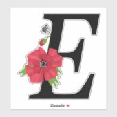 monogram, alfabet, letter E, flormonogram Sticker (Vel)