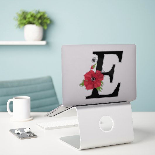 monogram, alfabet, letter E, flormonogram Sticker (Laptop op bureau)