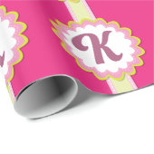 Monogram alfabet Letter K Roze Aangepast Cadeaupapier (Rol Hoek)