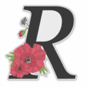 monogram, alfabet, letter R, flormonogram, griep Sticker (Voorkant)
