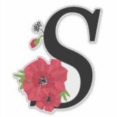 monogram, alfabet, letter S, flormonogram Sticker (Voorkant)