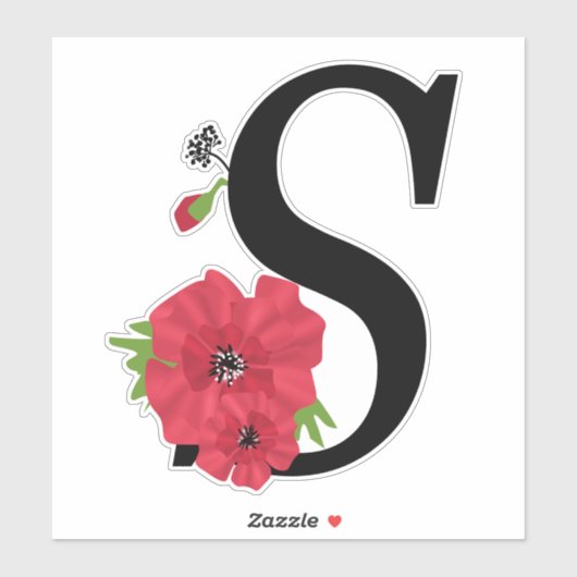 monogram, alfabet, letter S, flormonogram Sticker (Vel)