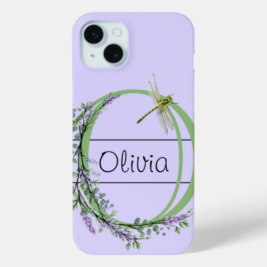 Monogram alfabet O Lavendel Eucalyptus Dragonfly Case-Mate iPhone Case (Achterkant)