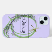 Monogram alfabet Q Lavendel Eucalyptus Dragonfly Case-Mate iPhone Case (Achterkant (horizontaal))