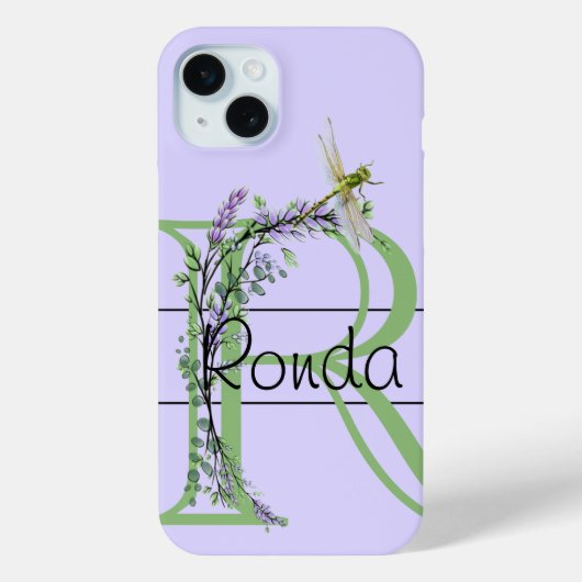 Monogram alfabet R Lavendel Eucalyptus Dragonfly Case-Mate iPhone Case (Achterkant)