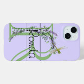 Monogram alfabet R Lavendel Eucalyptus Dragonfly Case-Mate iPhone Case (Achterkant (horizontaal))