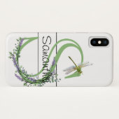 Monogram alfabet S Lavendel Eucalyptus Dragonfly Case-Mate iPhone Case (Achterkant (horizontaal))