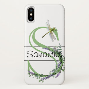 Monogram alfabet S Lavendel Eucalyptus Dragonfly Case-Mate iPhone Case
