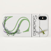 Monogram alfabet S Lavendel Eucalyptus Dragonfly Case-Mate iPhone Case (Achterkant (horizontaal))