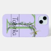 Monogram alfabet T Lavendel Eucalyptus Dragonfly Case-Mate iPhone Case (Achterkant (horizontaal))