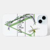 Monogram alfabet V Lavendel Eucalyptus Dragonfly Case-Mate iPhone Case (Achterkant (horizontaal))